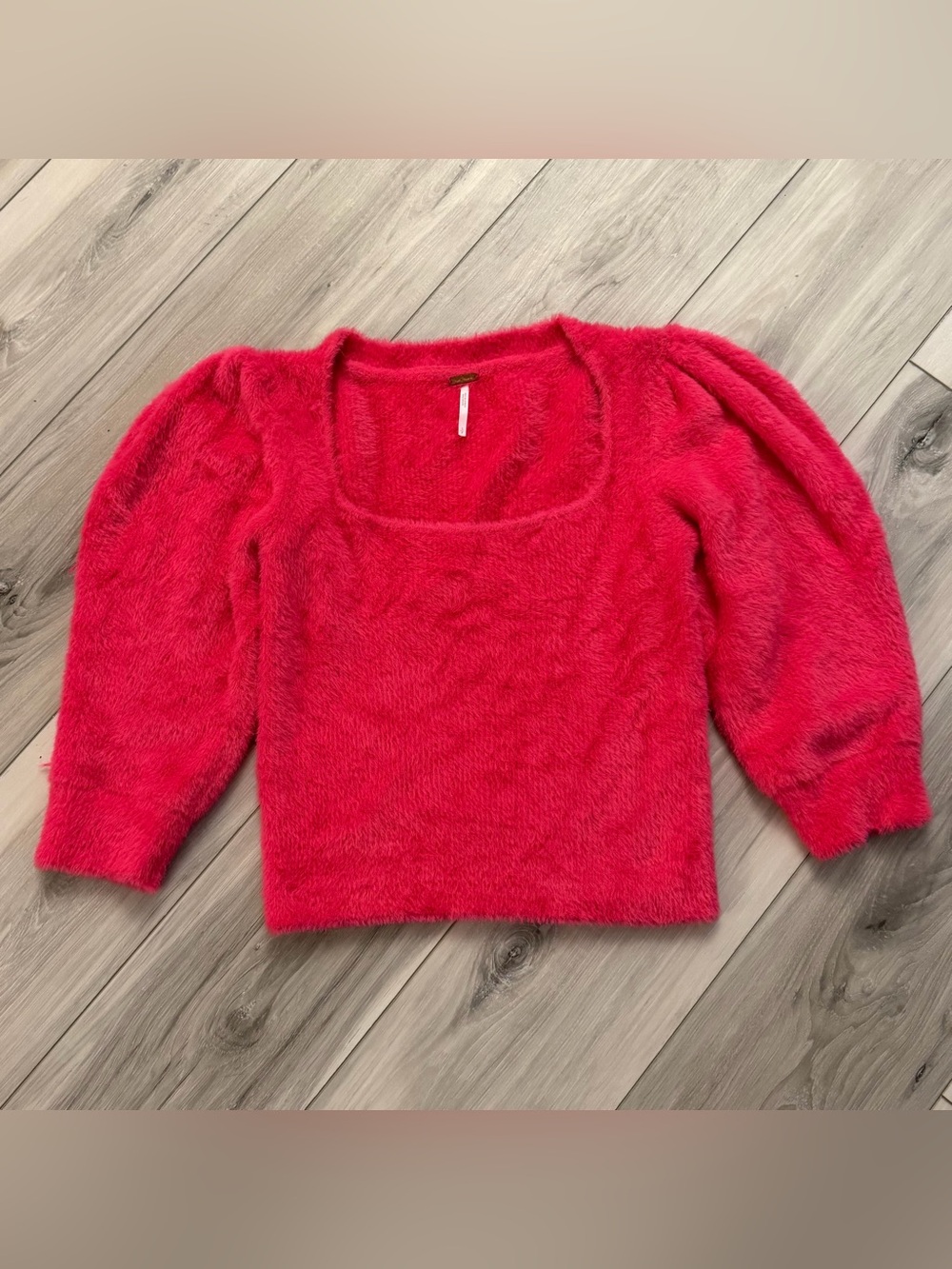 Free People Women’s Hot Pink Cropped Fuzzy Sweater Size S